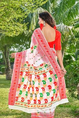 Floral silk cotton zari saree 4