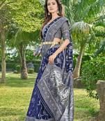 Floral cotton blend Zari Saree