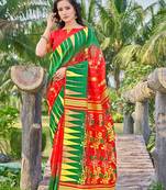 Floral Silk Cotton Zari Saree