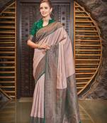 Ethnic Motifs Woven Design Zari Silk Blend Kanjeevaram Saree
