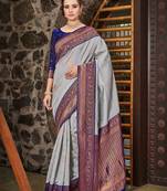 Ethnic Motifs Woven Design Zari Silk Blend Kanjeevaram Saree