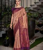 Ethnic Motifs Woven Design Zari Silk Blend Kanjeevaram Saree
