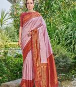 Ethnic Motifs Woven Design Zari Silk Blend Kanjeevaram Saree
