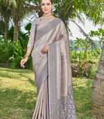 Ethnic Motifs Woven Design Zari silk Banarasi Saree