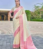 Ethnic Motifs Woven Design Zari silk Banarasi Saree