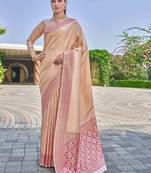 Ethnic Motifs Woven Design Zari silk Banarasi Saree