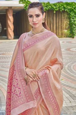 Ethnic Motifs Woven Design Zari silk Banarasi Saree 3