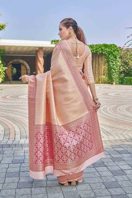 Ethnic Motifs Woven Design Zari silk Banarasi Saree 4