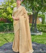 Ethnic Motifs Woven Design Zari Silk Blend Faux Banarasi Saree