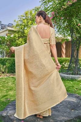 Ethnic Motifs Woven Design Zari Silk Blend Faux Banarasi Saree 4