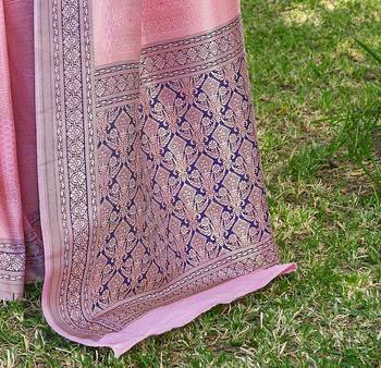 Ethnic Motifs Woven Design Zari Silk Blend Faux Banarasi Saree 5
