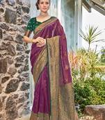 Ethnic Motifs Woven Design Zari Silk Blend Kanjeevaram Saree