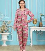 Aarika girls multi colour silk printed co-ord set