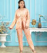 Aarika girls peach color silk co-ord set