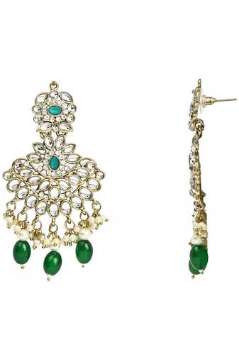 Traditional Kundan Pearl Drop Bridal Choker Necklace With Chandbali Earrings & Maang Tikka Jewellery Set