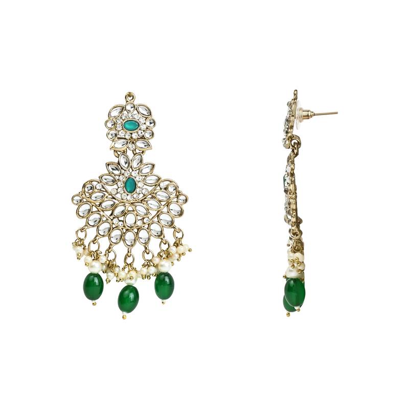 Traditional Kundan Pearl Drop Bridal Choker Necklace With Chandbali Earrings & Maang Tikka Jewellery Set