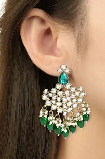 Traditional Kundan Pearl Hanging Choker Necklace Jewellery Set With Earrings & Maang Tikka