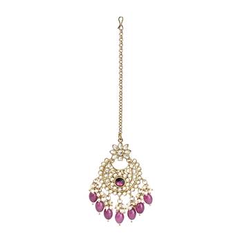 Traditional Kundan Pearl Hanging Choker Necklace Jewellery Set With Earrings & Maang Tikka 7