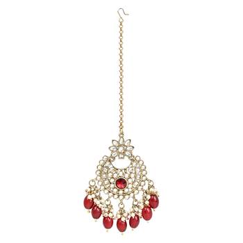 Traditional Kundan Pearl Hanging Choker Necklace Jewellery Set With Earrings & Maang Tikka 7