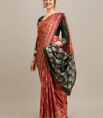 Serona fabrics women's banarasi cotton silk patola pattern weaving printed saree with blouse