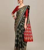 Serona fabrics women's banarasi cotton silk patola pattern weaving printed saree with blouse