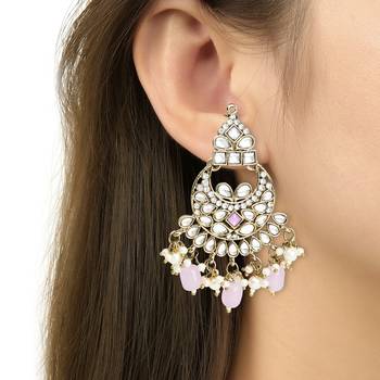 Traditional Kundan Pearl Hanging Choker Necklace Jewellery Set With Earrings & Maang Tikka 6