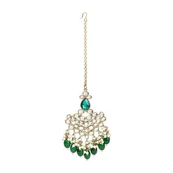 Traditional Kundan Pearl Hanging Choker Necklace Jewellery Set With Earrings & Maang Tikka 7