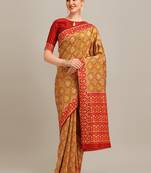 Serona fabrics women's banarasi silk zari woven patola weaving printed saree with blouse