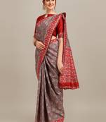 Serona fabrics women's banarasi silk zari woven patola weaving printed saree with blouse