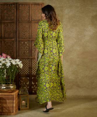 Green printed kaftan dress 4