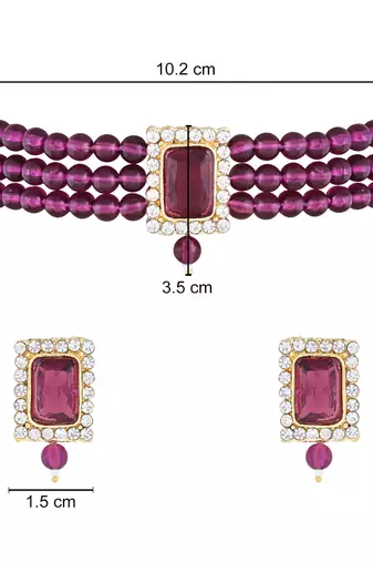 Stone Pearl Choker Necklace Jewellery Set For Women/Girls