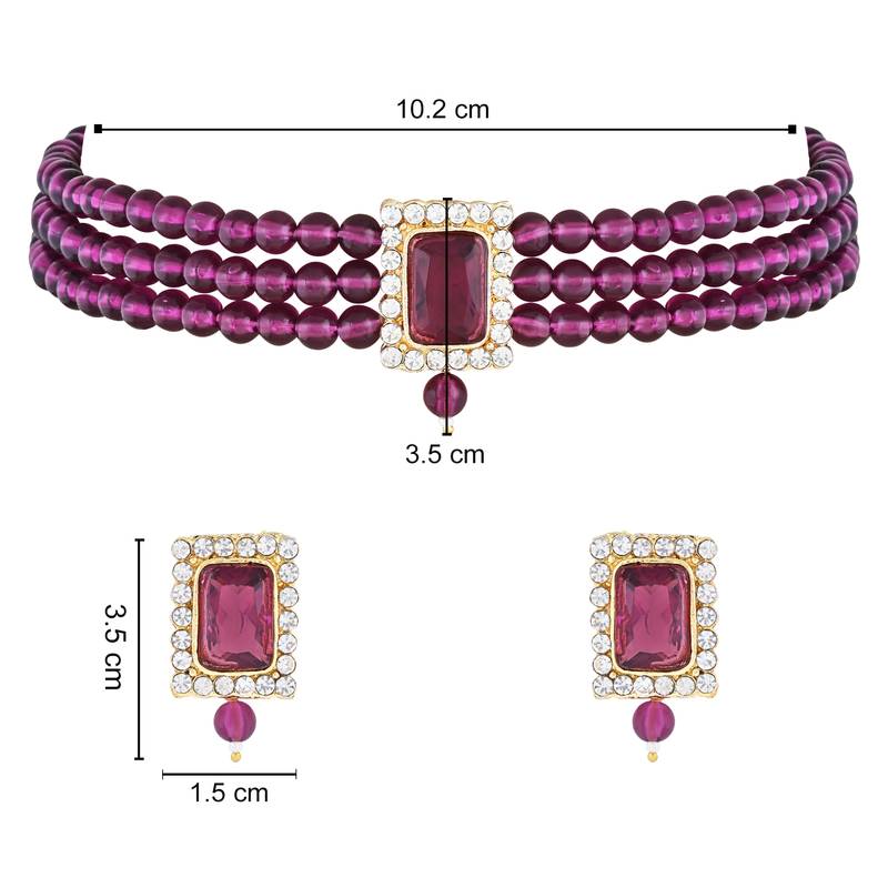 Stone Pearl Choker Necklace Jewellery Set For Women/Girls