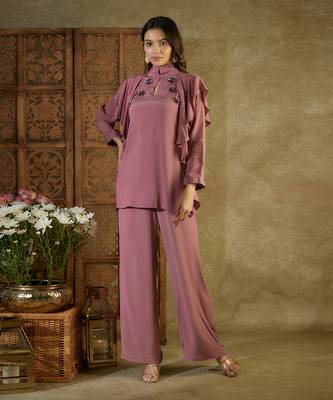 Rose pink ruffle co ord set 1