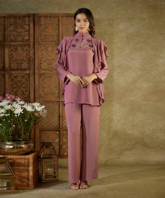 Rose pink ruffle co ord set 2