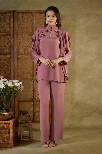 Rose pink ruffle co ord set