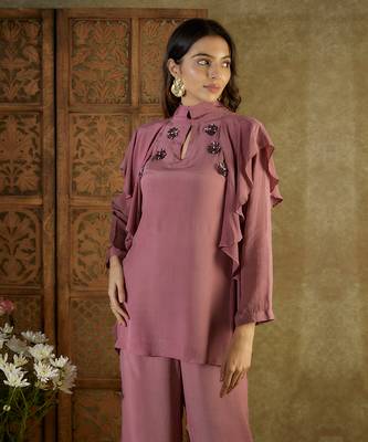 Rose pink ruffle co ord set 3