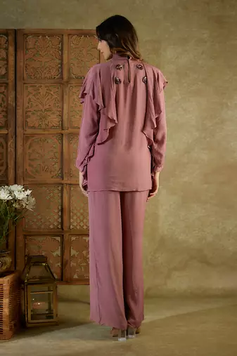 Rose pink ruffle co ord set