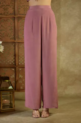 Rose pink assymetrical kurta set