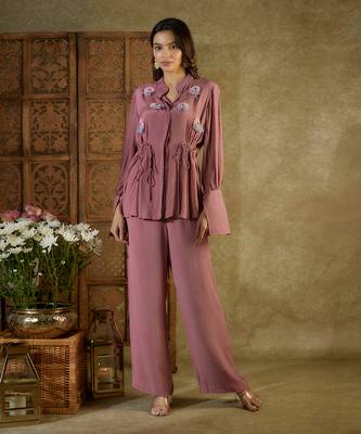 Rose pink tie up co ord set 1