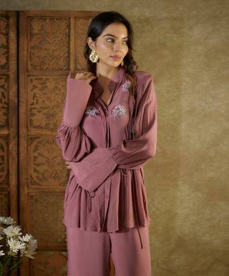 Rose pink tie up co ord set 2