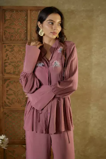 Rose pink tie up co ord set