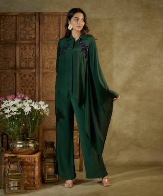 Forest green asymmetrical co ord set 1