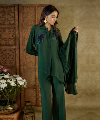 Forest green asymmetrical co ord set 4