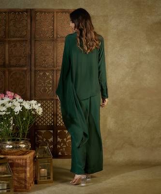 Forest green asymmetrical co ord set 5