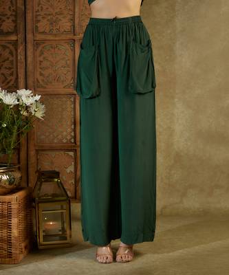 Forest green crop shirt and pant set 3