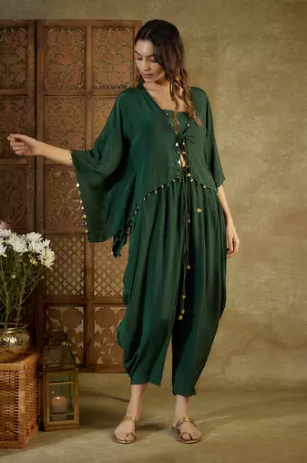 Forest green kaftan set