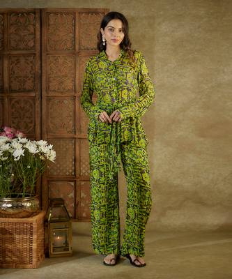 Green printed co ord set 1