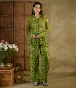 Green printed co ord set