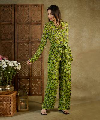 Green printed co ord set 2