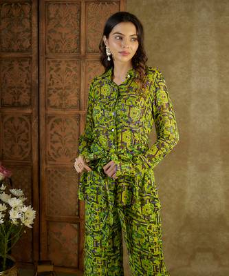 Green printed co ord set 4
